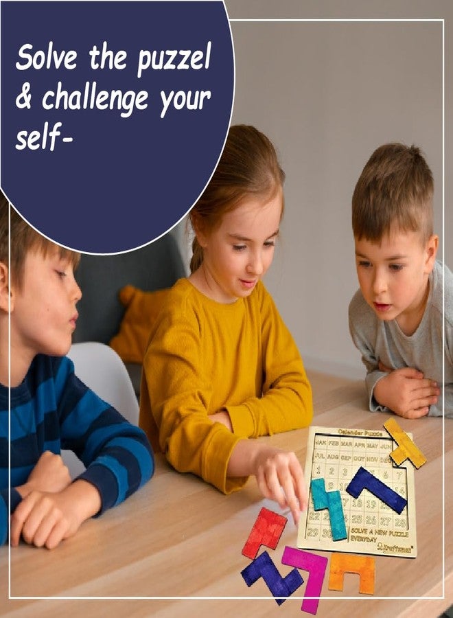 Braintastic لعبة ألغاز خشبية من Braintastic، لعبة لوحية للسفر، لعبة تعليمية وإبداعية، ألعاب ذكاء وتصنيف للأطفال (لعبة ألغاز التقويم PO12) - Image 3